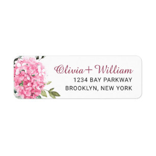 Elegant Pink Hydrangea Eucalyptus Return Address