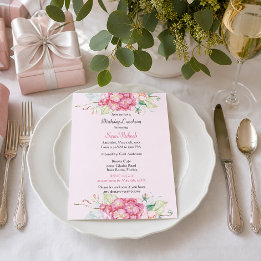 Elegant Pink Hydrangea Floral Birthday Invitation