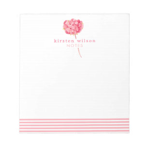 Elegant Pink Hydrangea - Personalized Notepad