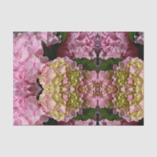 Elegant Pink Hydrangeas yellow pink green floral Tissue Paper