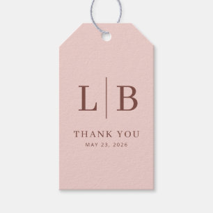 Elegant Pink Initials Thank You Gift Tags