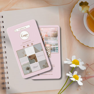 Elegant Pink Instagram Photo Collage Business Card