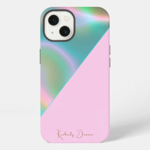 Elegant Pink Iridescent Holographic iPhone 13 Case