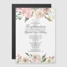 Elegant Pink Ivory Floral Religious Confirmation
