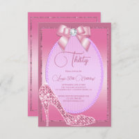 Elegant Pink Jewel Bow & Stiletto Birthday