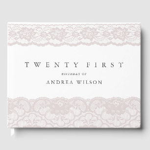 Elegant Pink Lace 21st Birthday Party Guest Book