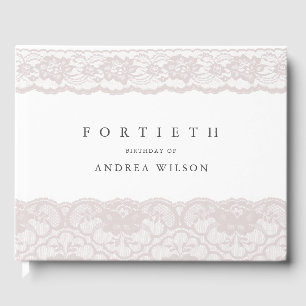 Elegant Pink Lace 40th Birthday Party Guest Book