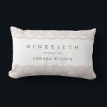 Elegant Pink Lace 90th Birthday Gift Lumbar Cushion<br><div class="desc">Elegant Pink Lace 90th Birthday Party Gift Pillow Cushion

See matching collection in Niche and Nest Store</div>