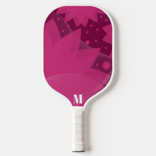 Elegant Pink Lace and White Modern Monogram Pickleball Paddle