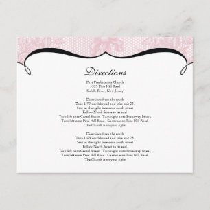 Elegant Pink Lace Direction Card