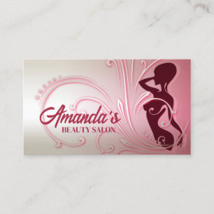 Elegant Pink Lady Beauty Salon Business Card