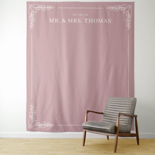 Elegant Pink Leaf Accents Tapestry (In Situ)