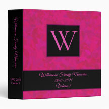 Elegant Pink Leaf Monogram Family Scrapbook Album
