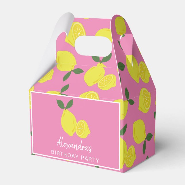 Elegant Pink Lemon Party Favour Box (Front Side)