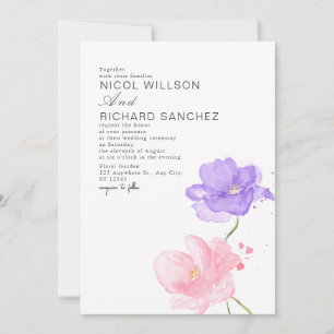 Elegant Pink & Lilac Floral Wedding  Invitation