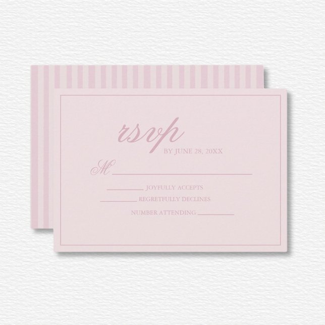 Elegant Pink Lines Wedding  RSVP Card (Creator Uploaded)