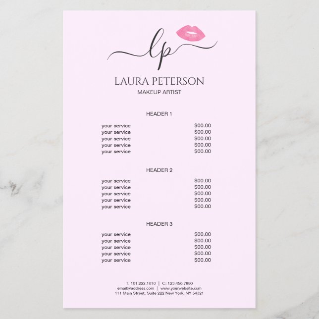 Elegant pink lips handwritten script calligraphy flyer (Front)
