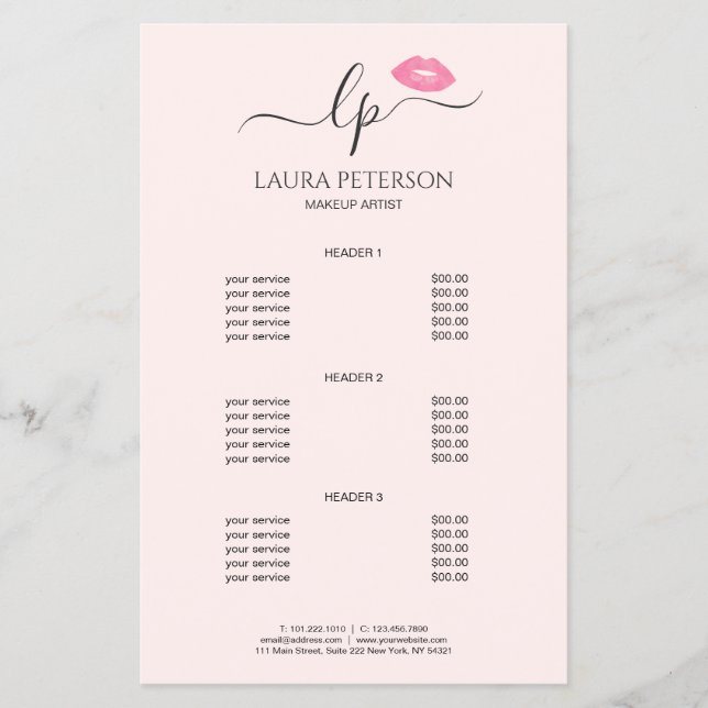 Elegant pink lips handwritten script calligraphy flyer (Front)
