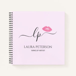 Elegant pink lips handwritten script calligraphy notebook