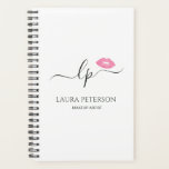 Elegant pink lips handwritten script calligraphy planner<br><div class="desc">Beautiful and modern design featuring pink watercolor lips and elegant calligraphy font. Simply add your initials between the symbols and customise the text.</div>