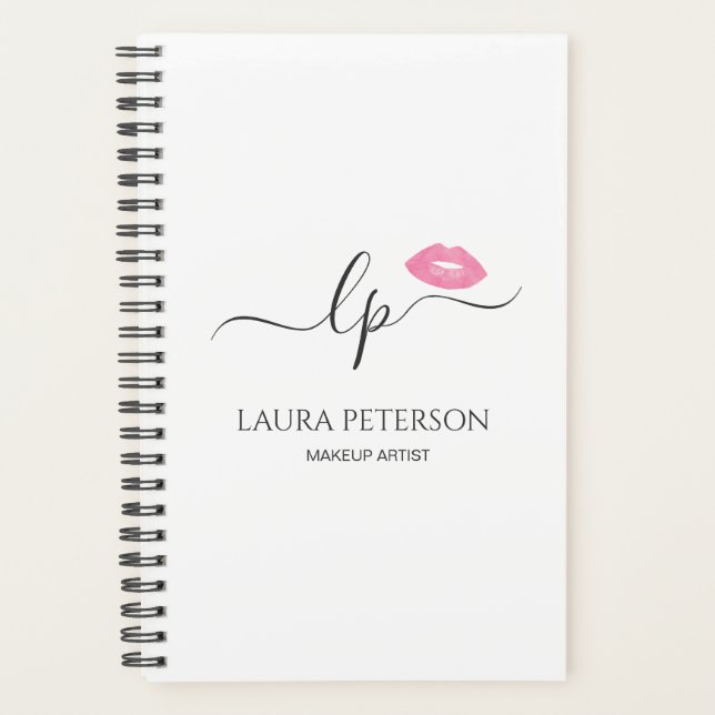 Elegant pink lips handwritten script calligraphy planner (Front)