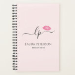 Elegant pink lips handwritten script calligraphy planner<br><div class="desc">Beautiful and modern design featuring pink watercolor lips and elegant calligraphy font. Simply add your initials between the symbols and customise the text.</div>