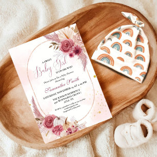 Elegant Pink Little Pumpkin Sweet Girl Baby Shower Invitation