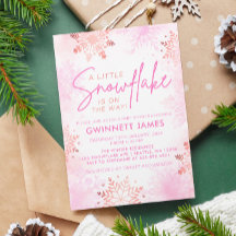 Elegant Pink Little Snowflake Baby Shower