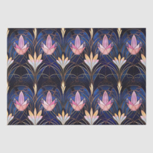 Elegant Pink Lotus Faux Stained Glass Pattern Tissue Paper