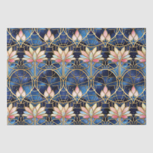 Elegant Pink Lotus Faux Stained Glass Pattern Tissue Paper