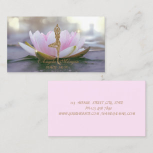Elegant Pink Lotus Flower Glitter Yoga Girl Business Card