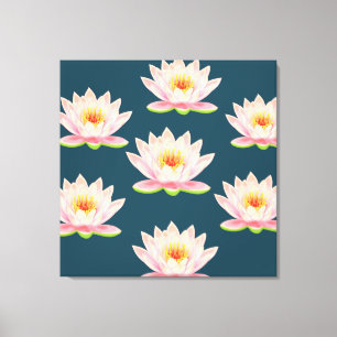 Elegant Pink Lotus Flowers Canvas Print