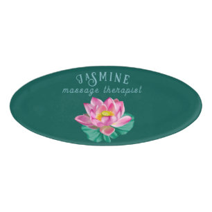 Elegant Pink Lotus   Salon, Massage Therapist Name Tag