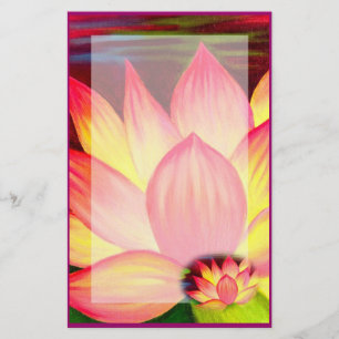 Elegant Pink Lotus Water Lily Floral Stationery