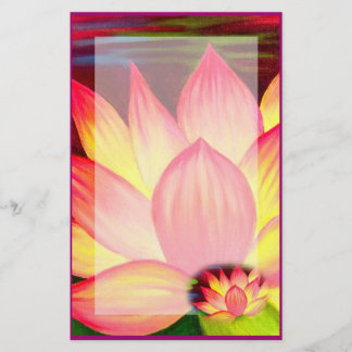 Elegant Pink Lotus Water Lily Floral Stationery