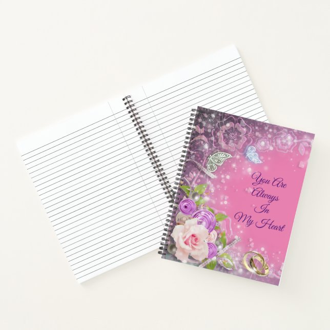 Elegant Pink Luxury Floral Add Your Text Notebook (Inside)