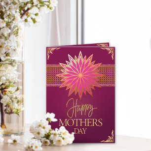 Elegant Pink Magenta and Gold Custom Mother's Day Card