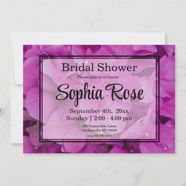 Elegant pink magenta floral Bridal shower Invitation (Front)