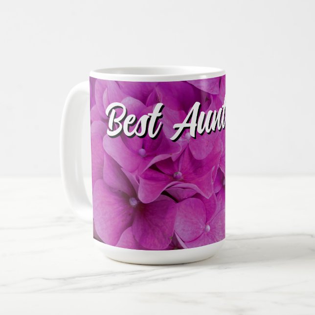 Elegant pink magenta floral hydrangeas roses  coffee mug (Front Left)