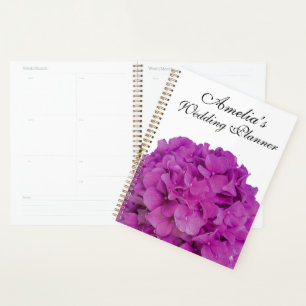 Elegant pink magenta floral hydrangeas roses  planner