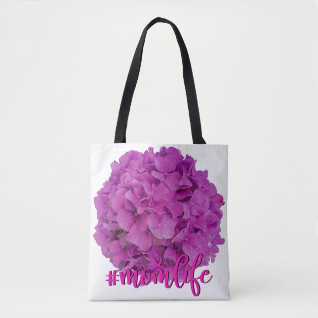 Elegant pink magenta floral hydrangeas roses  tote bag (Front)