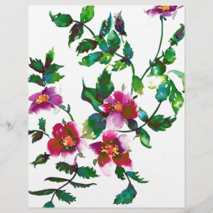 Elegant pink magenta watercolor floral roses