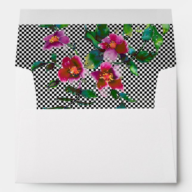 Elegant pink magenta watercolor florals envelopes (Back (Bottom))