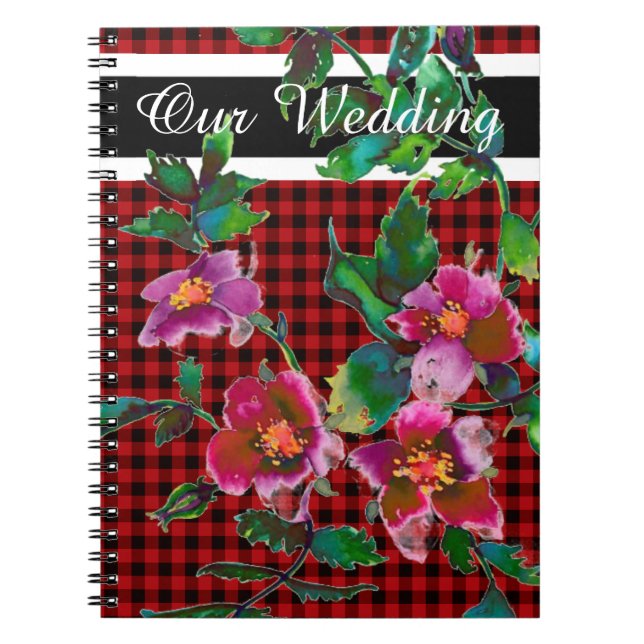 Elegant pink magenta watercolor florals notebook (Front)