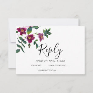 Elegant pink magenta watercolor roses RSVP card