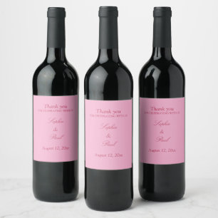 Elegant Pink Magenta Wedding Wine Labels