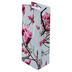 Elegant Pink Magnolia Blossoms Peaceful Hanami Wine Gift Bag