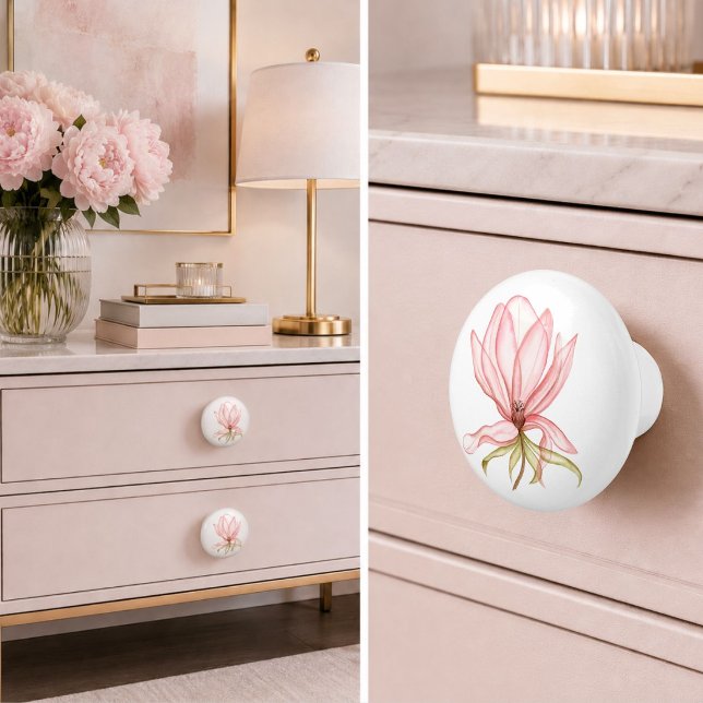 Elegant Pink Magnolia Ceramic Knob (Creator Uploaded)