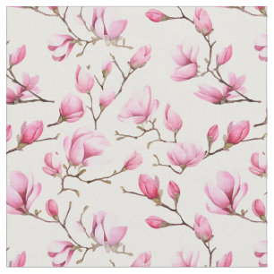 Elegant pink magnolia pattern fabric