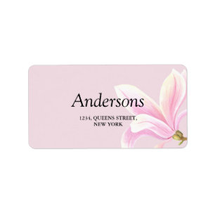 Elegant Pink Magnolia Watercolor Bridal Shower Label